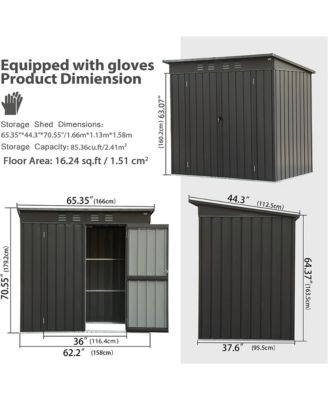 3-ft x 5-ft Galvanized steel Storage Shed