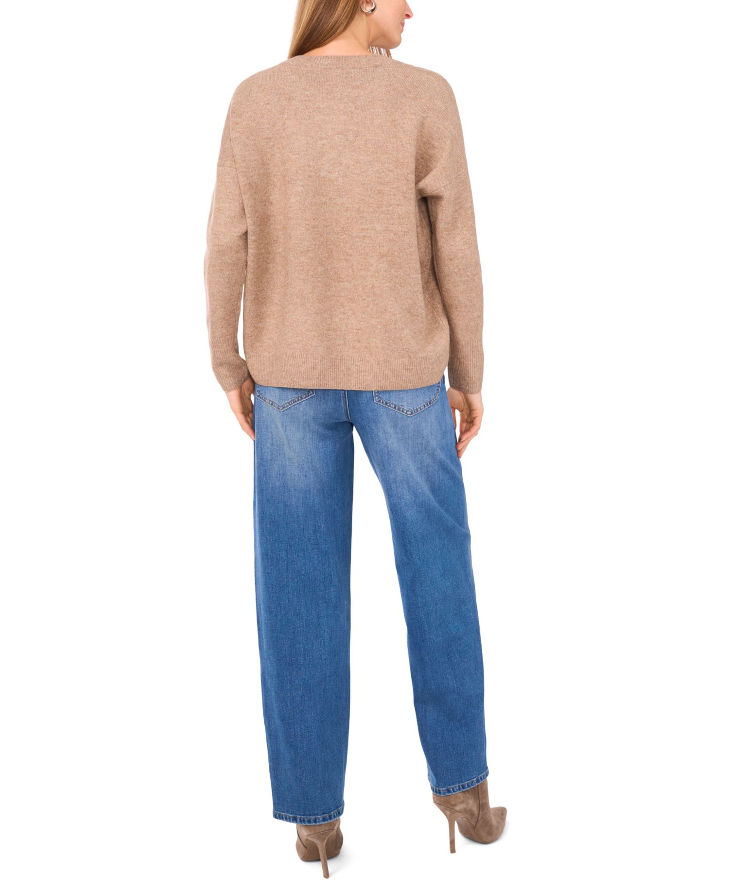 Women's Cozy V-Neck Dropped-Shoulder Sweater