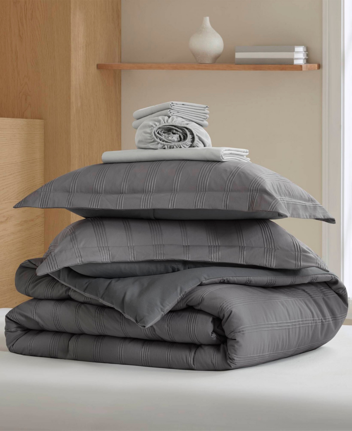 510 Design Logan Woven Striped 7-pc. Comforter Set, King In Gray