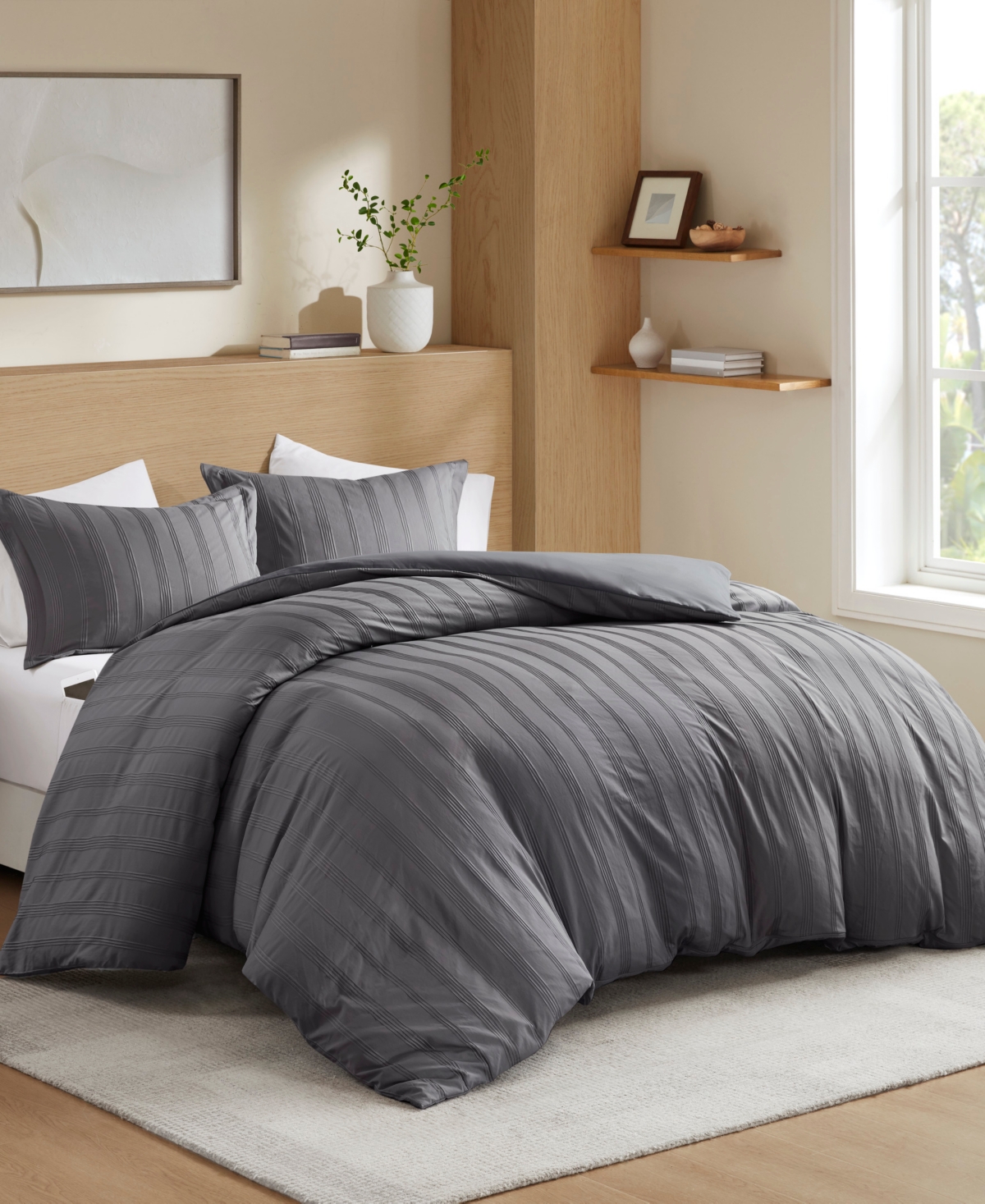 510 Design Logan Woven Striped 3-pc. Duvet Cover Set, California King In Brown