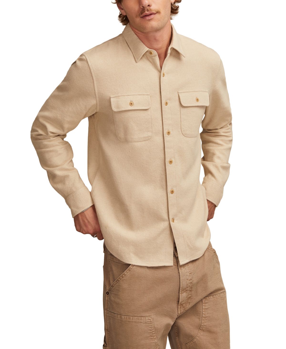 Мужская рубашка из мягкой фланели Solid Cloud с длинным рукавом