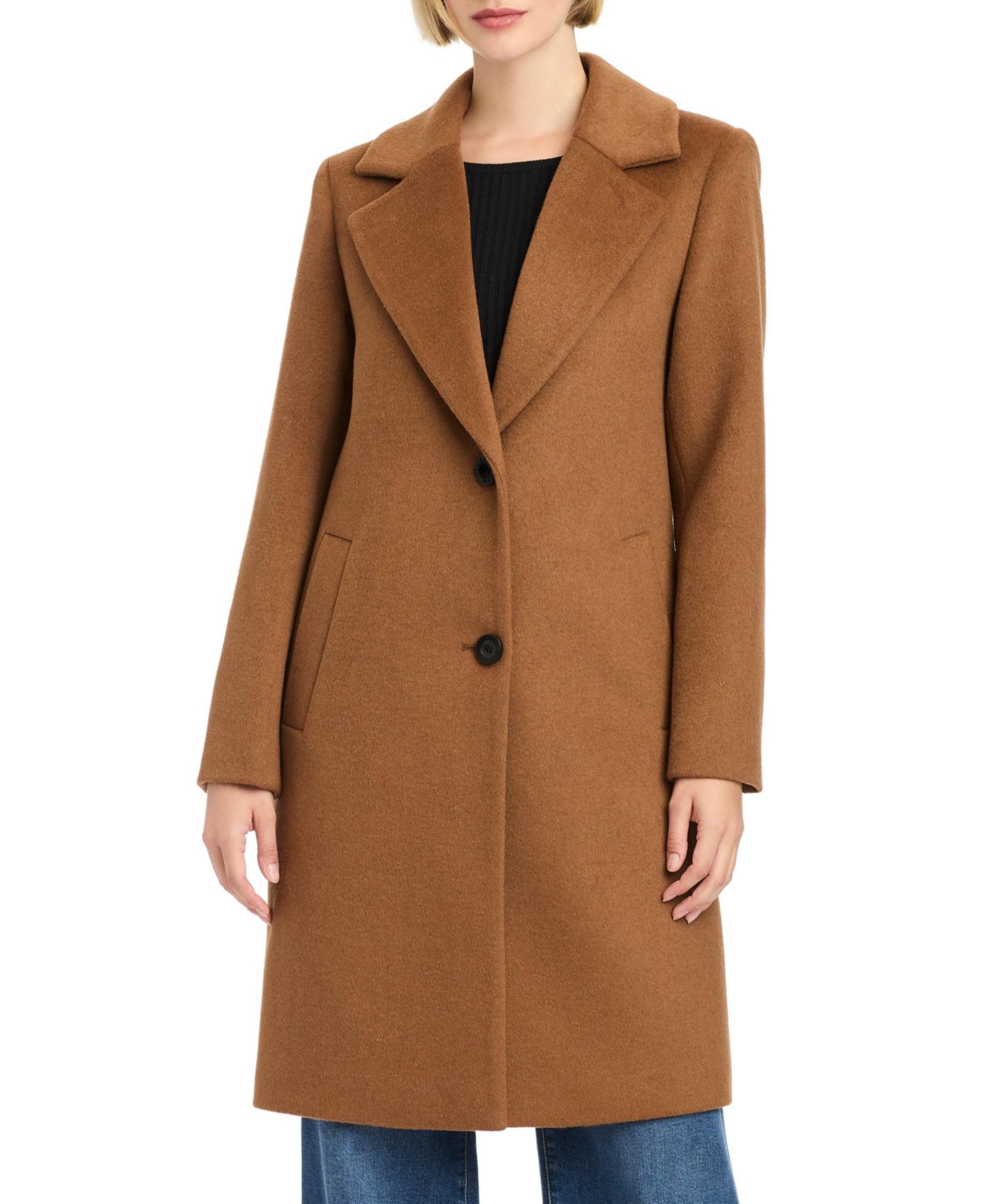 Women’s 38" Single-Breasted Wool-Blend Boyfriend Coat