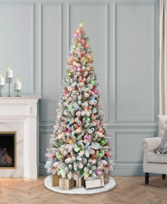 Puleo 6.5FT Pre-Lit Flocked Vancouver Pine Tree