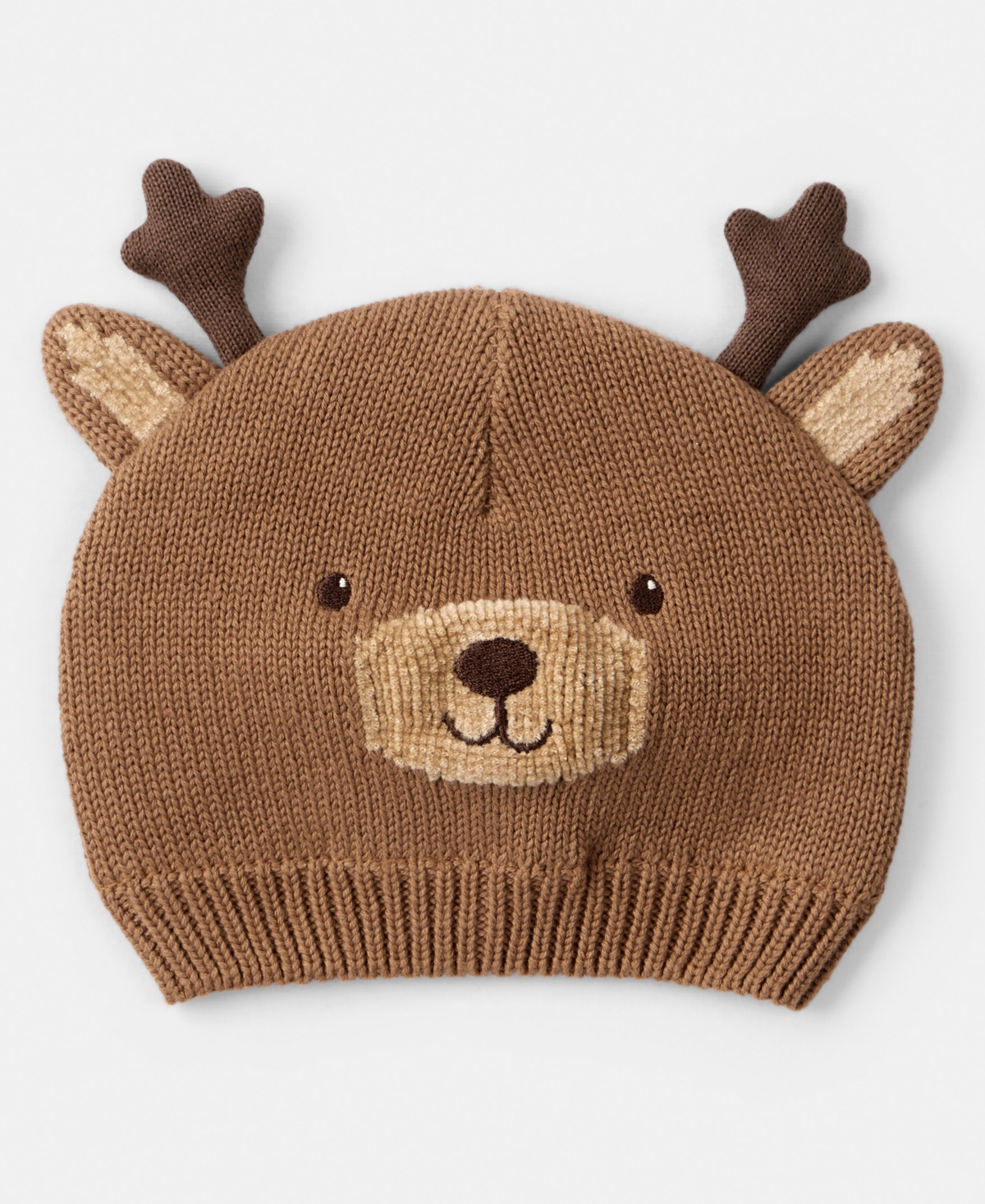 Carter's Baby Boys Or Baby Girls Christmas Reindeer Crochet Hat In Brown