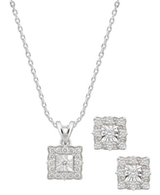 2-Pc. Diamond Necklace and Earrings Set (1/3 ct. t.w.) in Sterling Silver