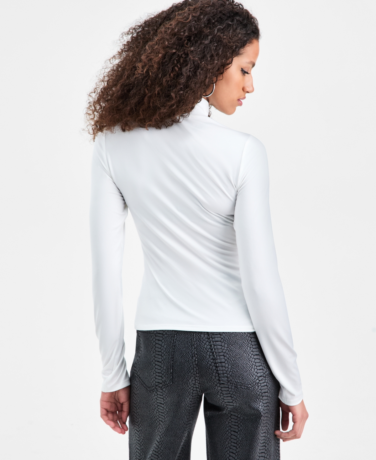 And Now This Women's Mock-neck Jersey Long-sleeve Top, Macy's Exclusive In White