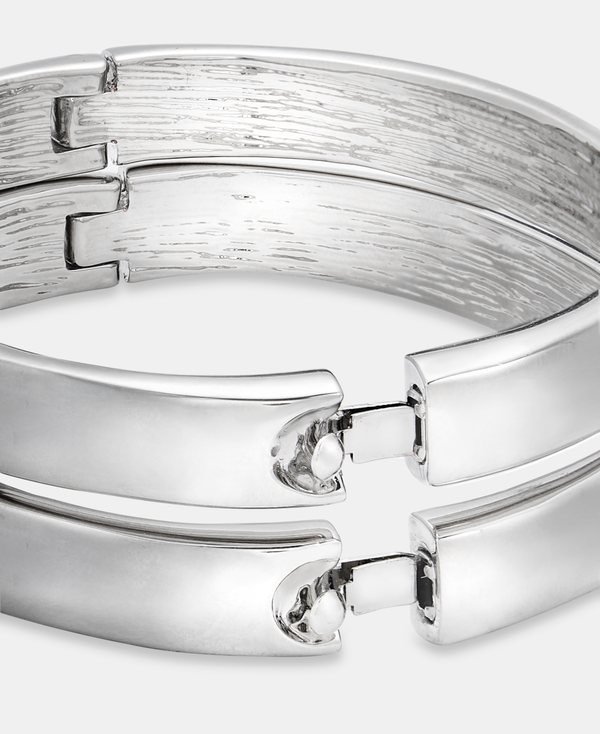 On 34th 2-pc. Set Padlock Charm Bangle Bracelets, Macy's Exclusive In Silver