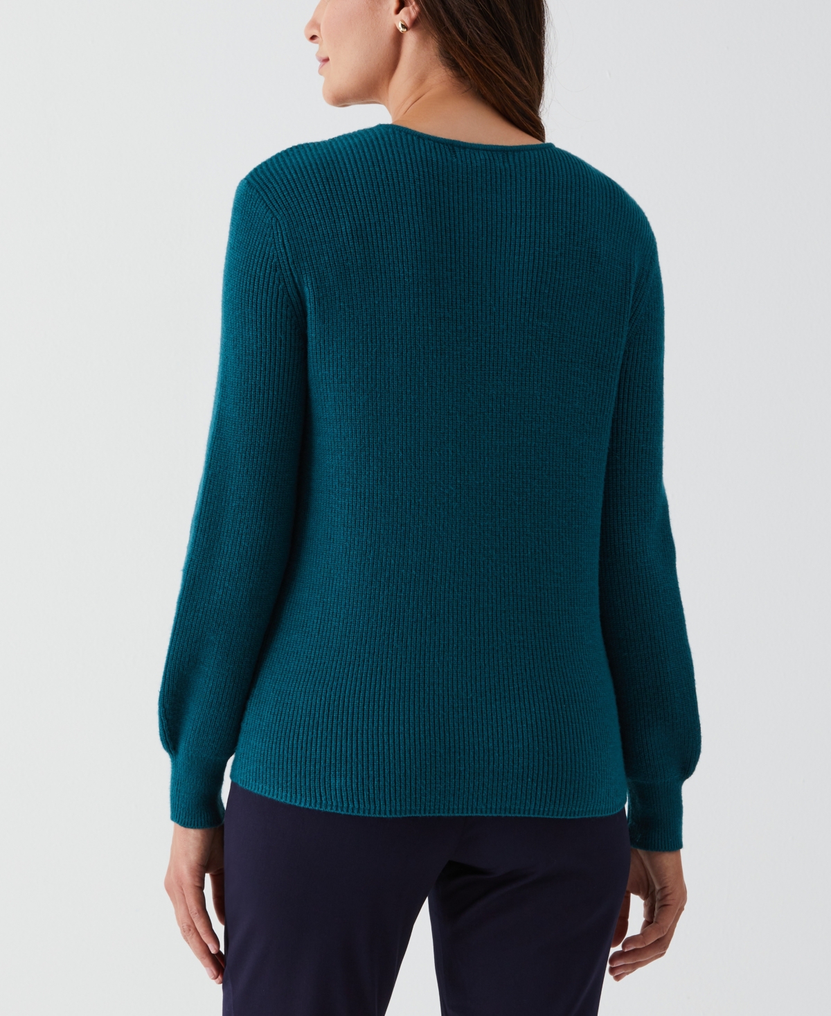 Ella Rafaella Petite Embellished V-Neck Long Sleeve Sweater