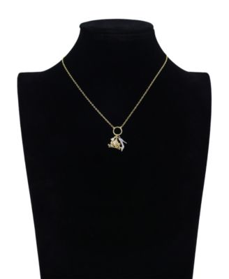 Cubic Zirconia Princess Charm Cluster Pendant Necklace