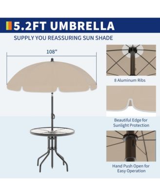 6 Pieces Patio Dining Set with Umbrella, Outdoor Furniture Set with 4 Folding Dining Chairs
