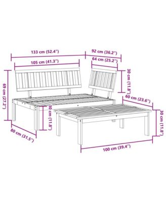Pallet Sofa Set Natural Wood Solid Acacia Wood 52.4x36.2x27.2 in
