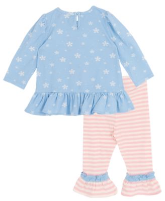 Baby Girls' Printed Top and Striped Leggings, 2-Piece Set