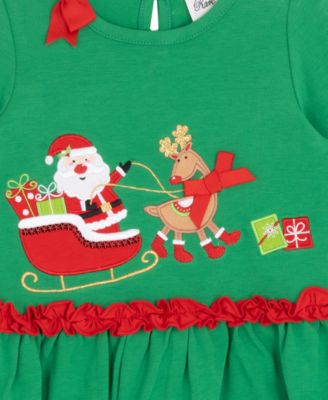 Baby Girl Santa Sleigh Top and Striped Leggings, 2-Piece Set