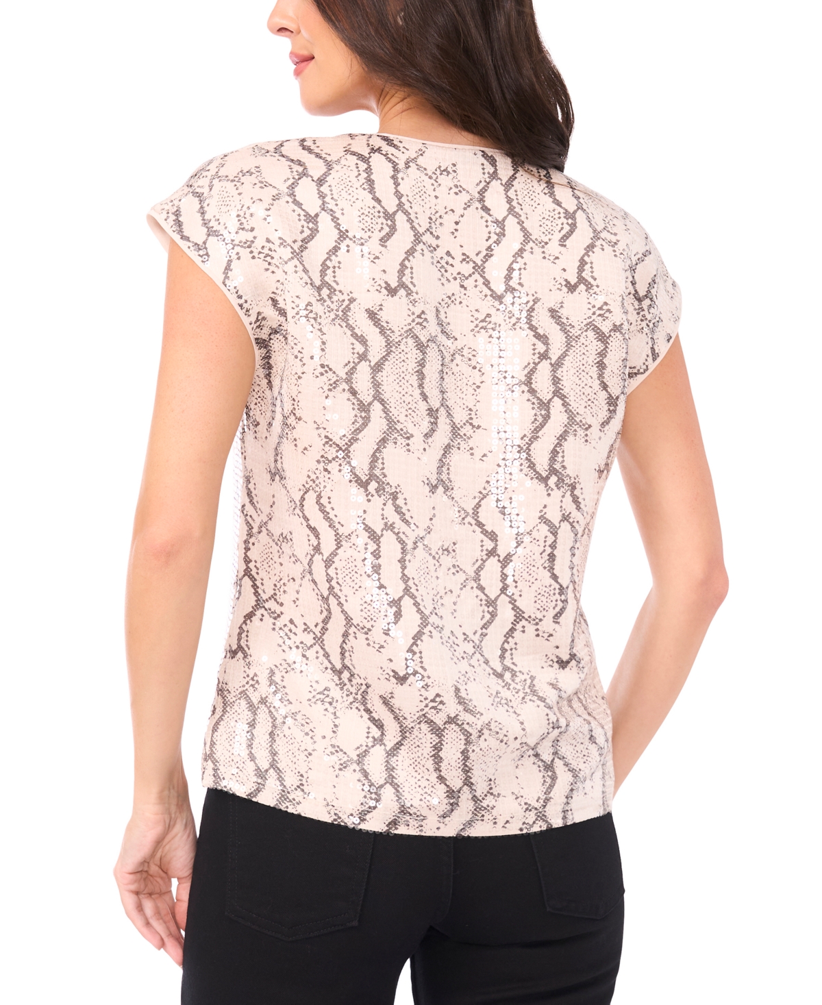 Vince Camuto Women's V-neck Floral Sequin Top In Brown