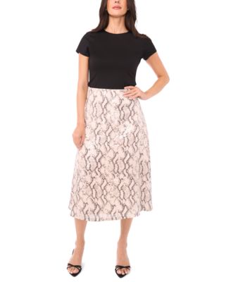 Women's Animal-Print Bias Cut A-Line Midi Skirt