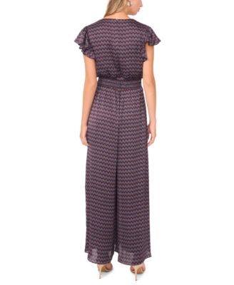 Women's Button-Front Smocked Waist Jumpsuit