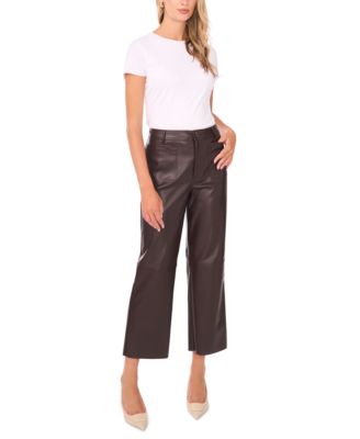 Women's Faux-Leather Wide Leg Pants