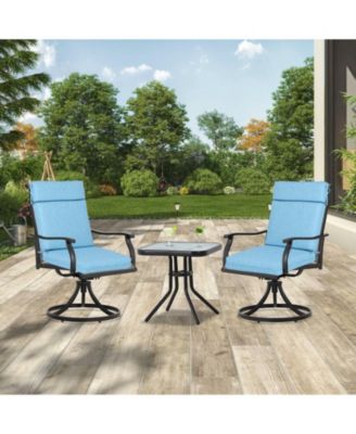 Outdoor High Back Dining Chair Cushion with Ties and Zipper, 44"x21"x3.2", Set of 4