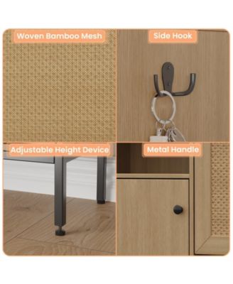 Shoe Cabinet with 3 Flip Drawers, Rattan Freestanding Organizer with Adjustable Shelves 35.43&amp;#x22;x9.4&amp;#x22;x51.97&amp;#x22;