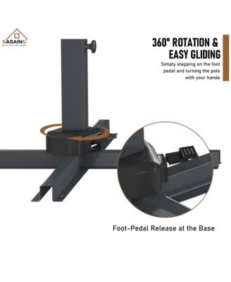 10 FT Square Cantilever Patio Umbrella with Base, Navy Blue