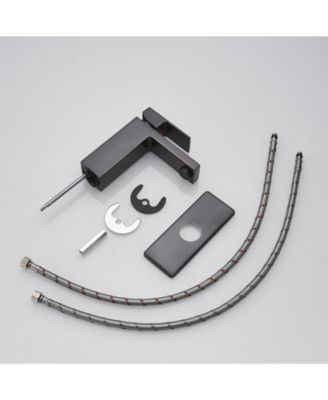 Single Handle Single Hole Low-Arc Bathroom Faucet with Supply Line