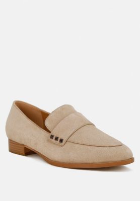 Rag and Co Womens Durance Studded Genuine Suede Loafers