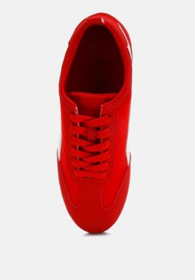 Womens Montek Faux Leather Lace-Up Sneakers
