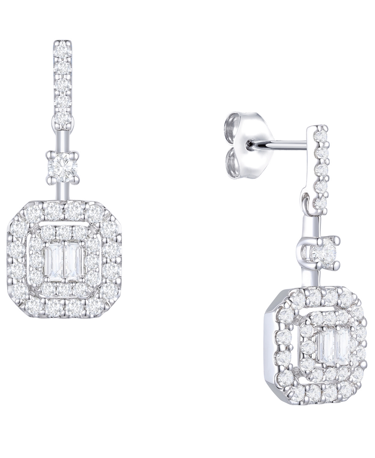 Macy's Diamond Earrings (1/2 Ct. T.w.) In 10k White Gold In Silver