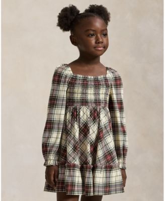Girls' 2T-6X Plaid Pattern Ruffled Dress