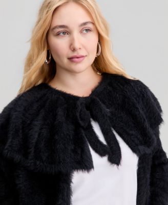 Trendy Plus Size Fuzzy Cape Sweater, Macy's Exclusive