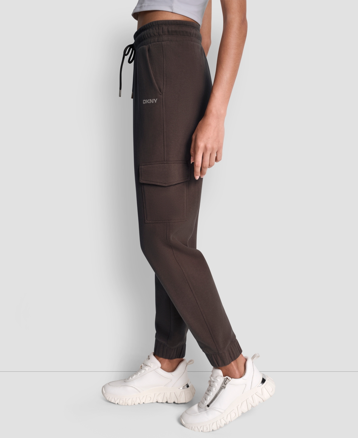 Dkny Sport Women's Studded-logo Cargo Joggers In Brown