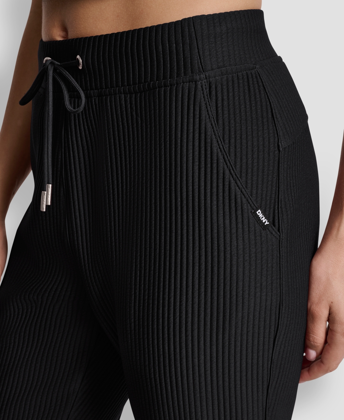 Dkny Women's Tech Ottoman Cuffed High Rise Joggers In Black