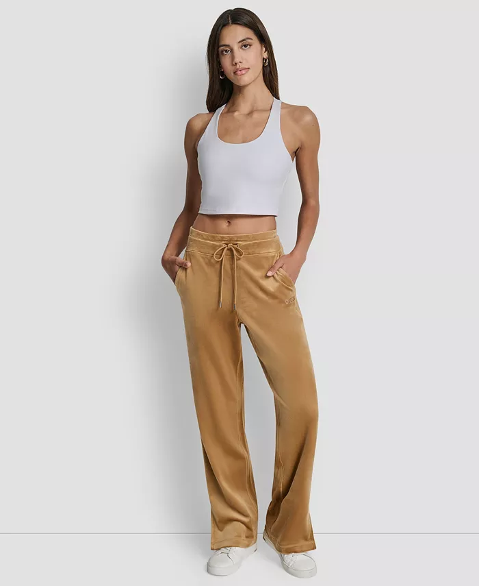Women's Super Soft Velour HD Embroidery Logo Slit Track Pants - thumbnail 3
