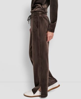 Women's Super Soft Velour HD Embroidery Logo Slit Track Pants