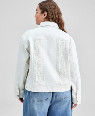 Plus Size Crocheted Denim Jacket, Macy's Exclusive
