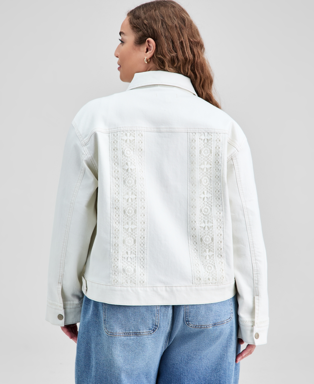 And Now This Plus Crocheted Denim Jacket, Macy's Exclusive