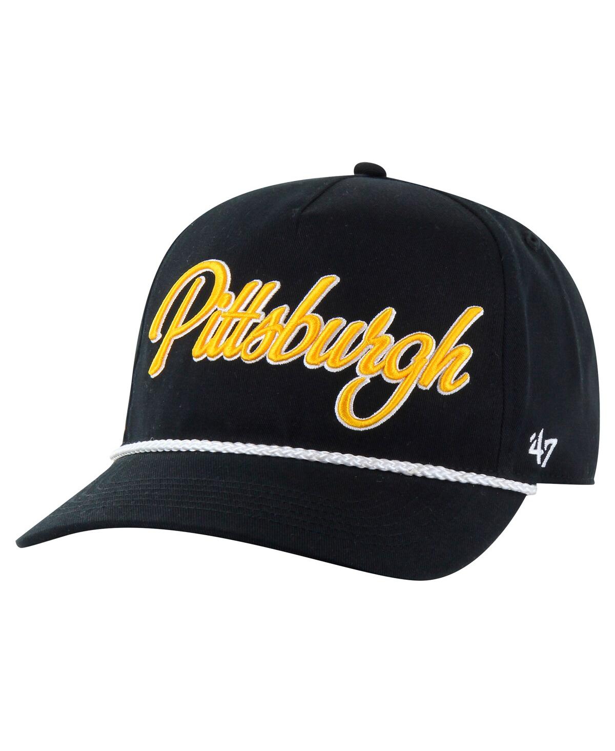 47 Brand Men's Black Pittsburgh Steelers Overhand Hitch Adjustable Hat In Black