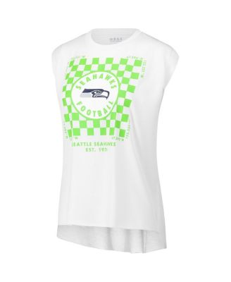 Women's White Seattle Seahawks Checker Muscle Tank Top