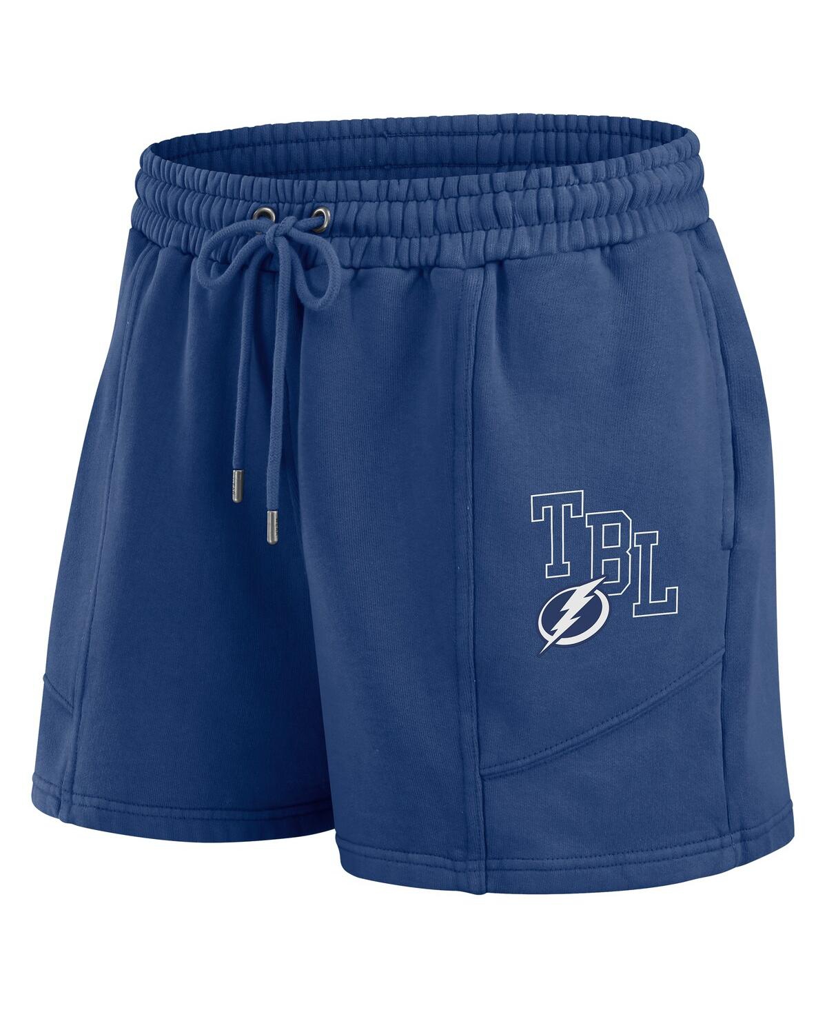 Wear By Erin Andrews Women's 2-piece Blue Tampa Bay Lightning Washed Fleece Sweatshirt And Shorts Lounge Set In Blue
