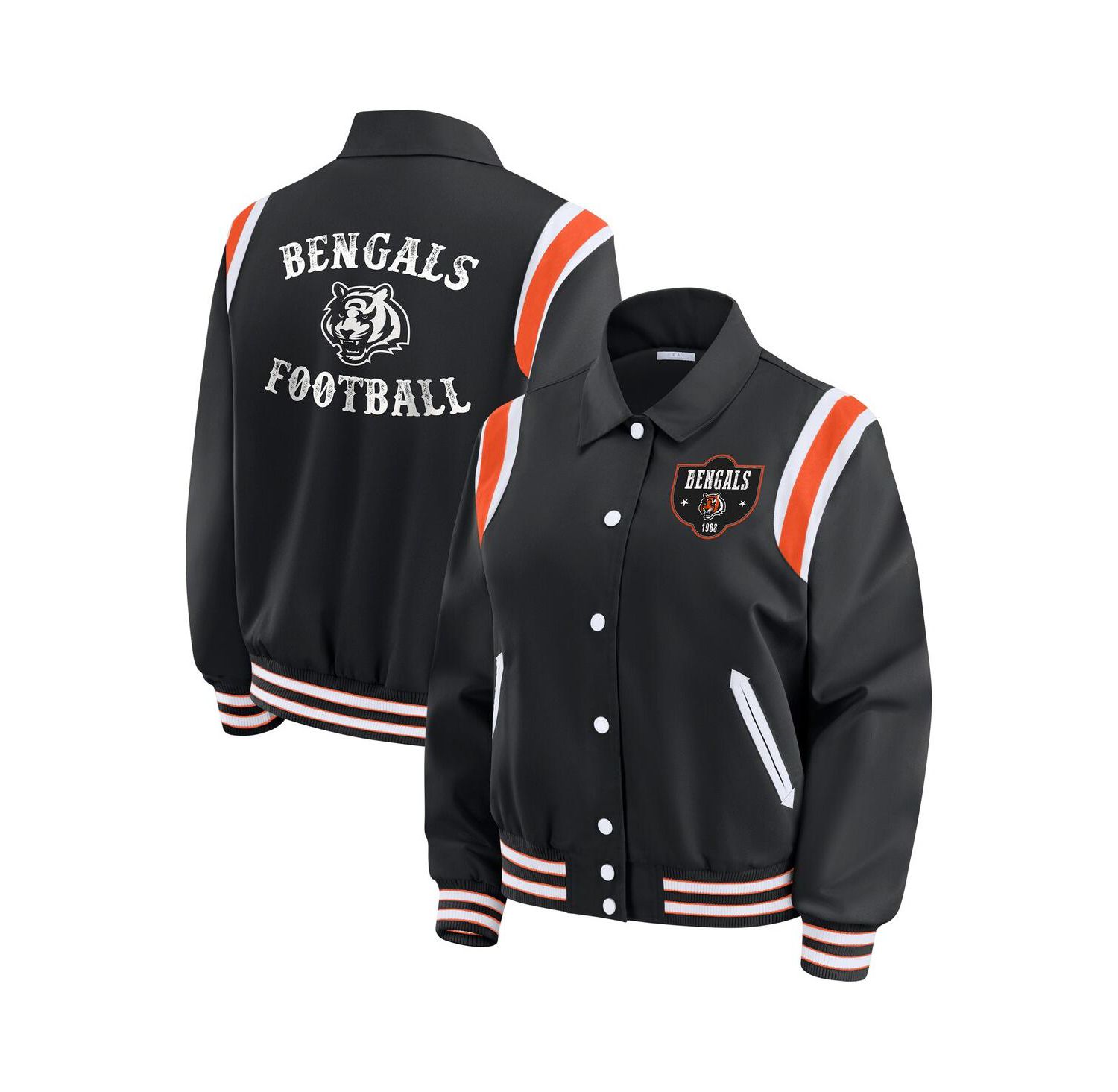 Women's Black Cincinnati Bengals Varsity Lightweight Full-Snap Jacket
