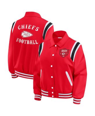 WEAR by Erin Andrews - Women's Red Kansas City Chiefs Varsity Lightweight Full-Snap Jacket