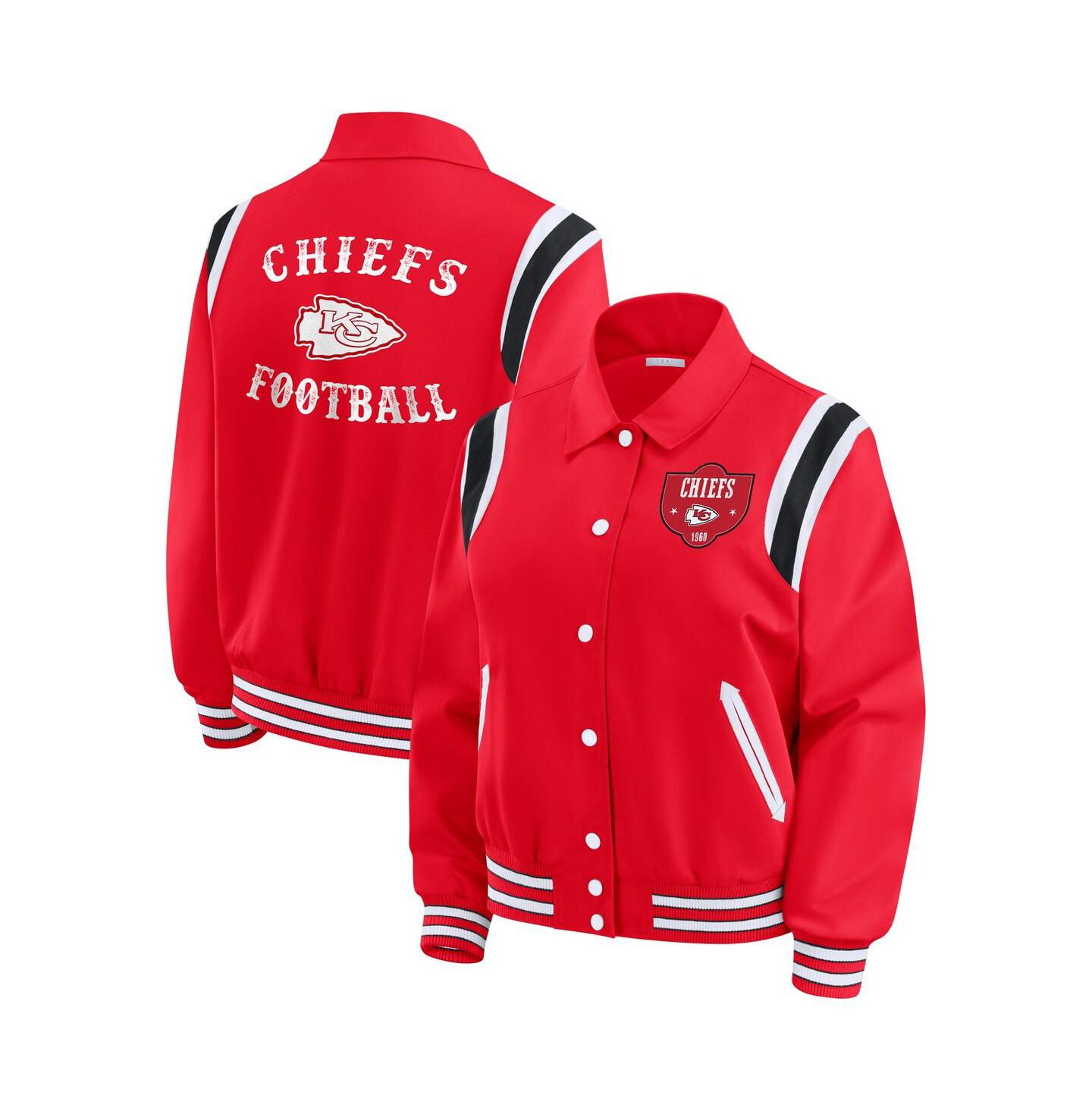 Женская куртка WEAR by Erin Andrews Red Kansas City Chiefs Varsity Lightweight Full-Snap — фото 1