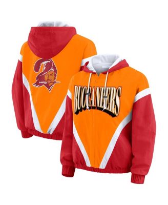 WEAR by Erin Andrews - Women's Orange/Red Tampa Bay Buccaneers Retro Crinkle Full-Zip Hoodie Windbreaker
