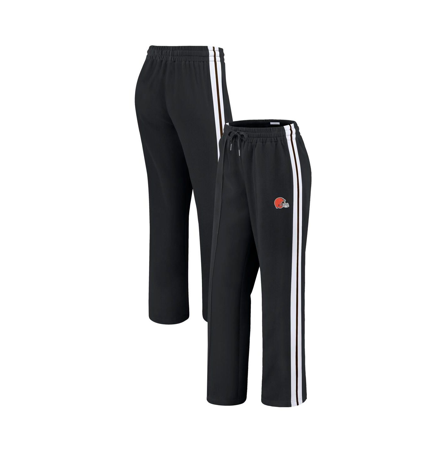 Женские брюки WEAR by Erin Andrews Black Cleveland Browns Color Block Straight Leg — фото 1