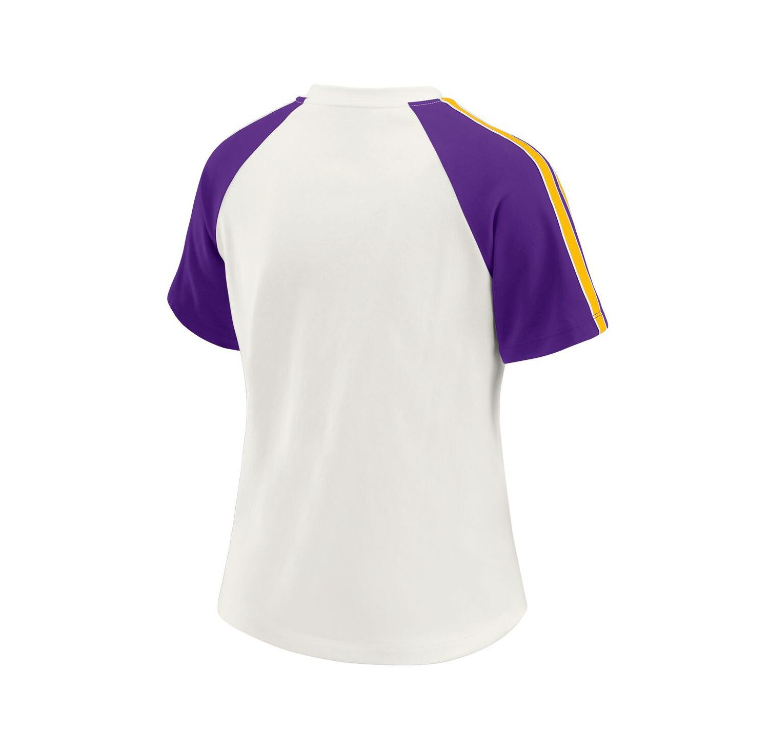 Women's White Minnesota Vikings Sleeve Stripe Distressed Raglan T-Shirt