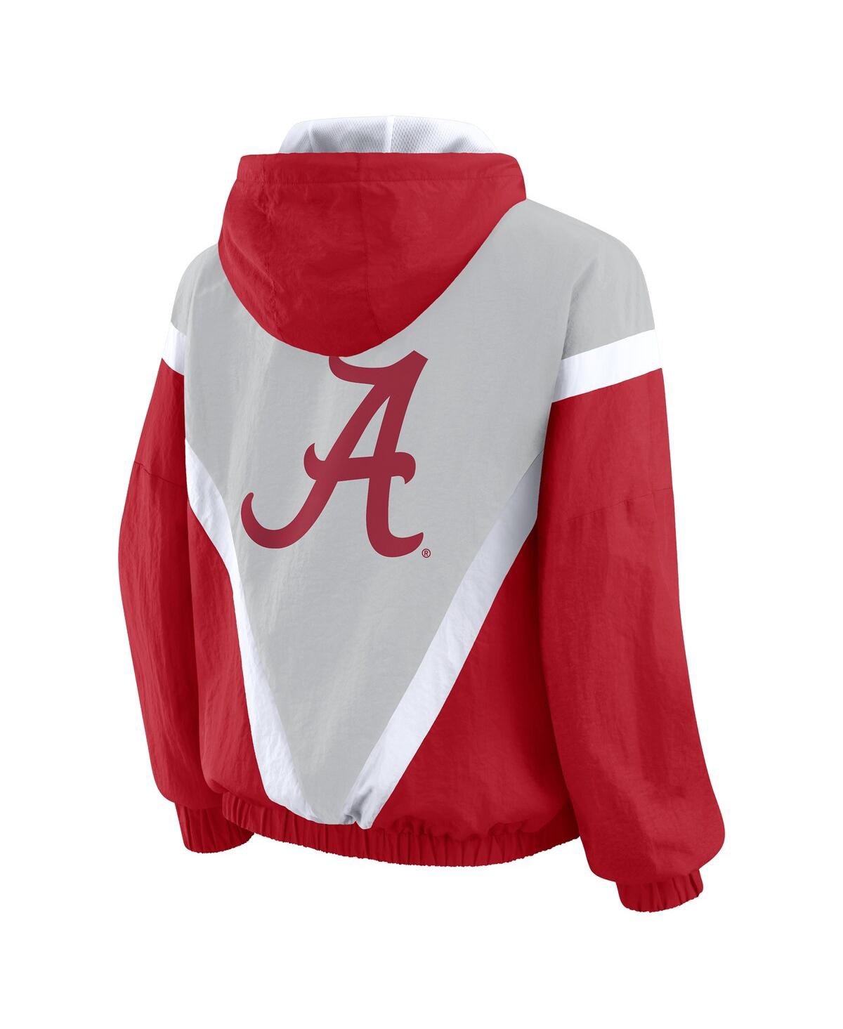 Wear By Erin Andrews Women'scrimson/gray Alabama Crimson Tide Color Block Full-zip Hoodie Windbreaker Jacket