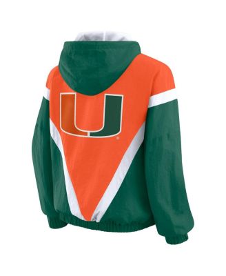 Women's Orange/Green Miami Hurricanes Color Block Full-Zip Hoodie Windbreaker Jacket