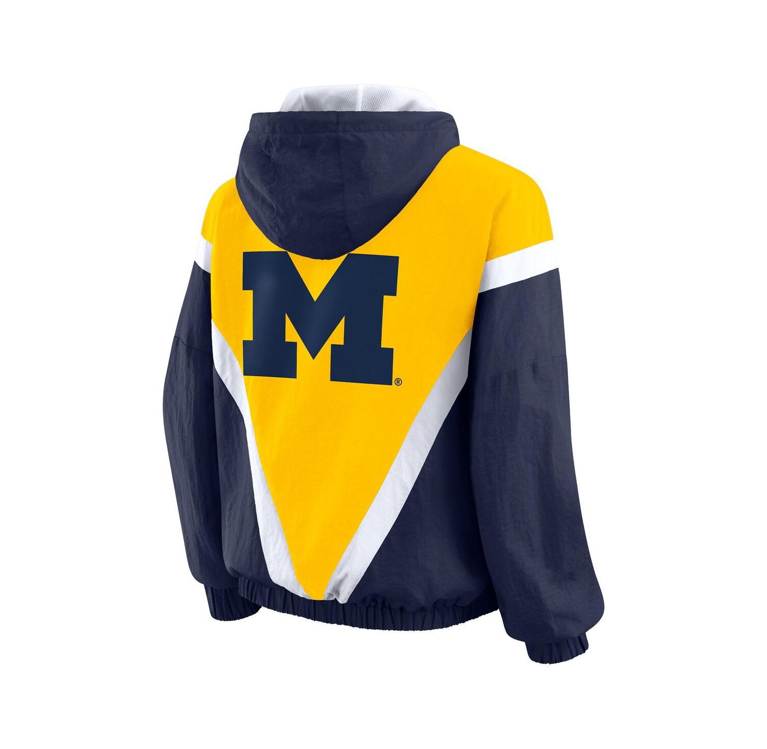 Women's Maize/Navy Michigan Wolverines Color Block Full-Zip Hoodie Windbreaker Jacket