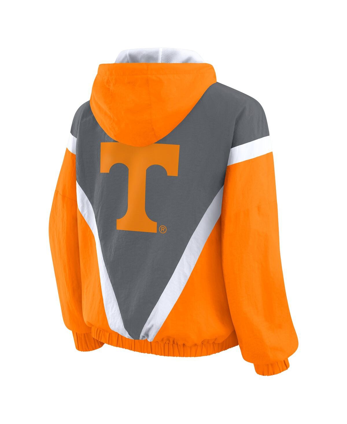 Wear By Erin Andrews Women'stennessee Orange/gray Tennessee Volunteers Color Block Full-zip Hoodie Windbreaker Jacket In Orange