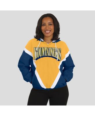 Women's Navy/Gold West Virginia Mountaineers Color Block Full-Zip Hoodie Windbreaker Jacket